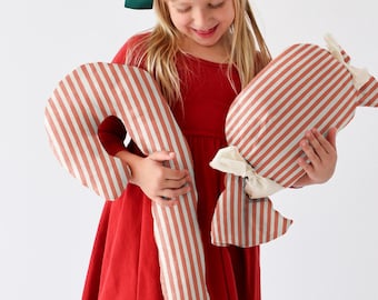 Candy Cane Christmas Decorations, Candy Cane Pillow, Red and White Christmas Throw Pillow, Candy Cane Christmas Decor