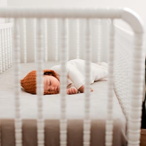 Natural Linen Crib Fitted Sheet, Gender Neutral Crib Bedding, Nursery Bedding for Girl, Newborn Baby Crib Sheets Boy, Infant Bedding Neutral