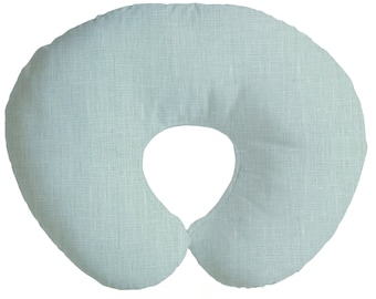 Linen Nursing Pillow Cover in Light Blue