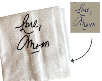 Regalo commemorativo con scritta a mano ricamata: strofinaccio commemorativo personalizzato con scritta a mano