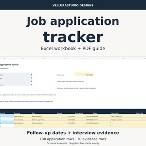 Jobbansökningsspårare för Excel, uppföljningsplanerare och intervjubevisbank