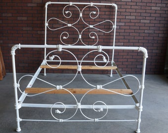 Antique Iron Bed ~ Vintage Bed ~ Full Bed ~ Double Bed ~ Shabby Cottage Chic Bed ~ French Regency Iron Bed