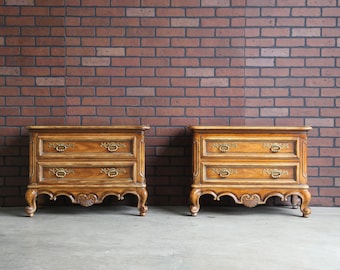 Nightstands ~French Provincial Night Tables ~Country French Bedside Chest ~ Brittany Collection Nightstands by Drexel Heritage ~ A Pair