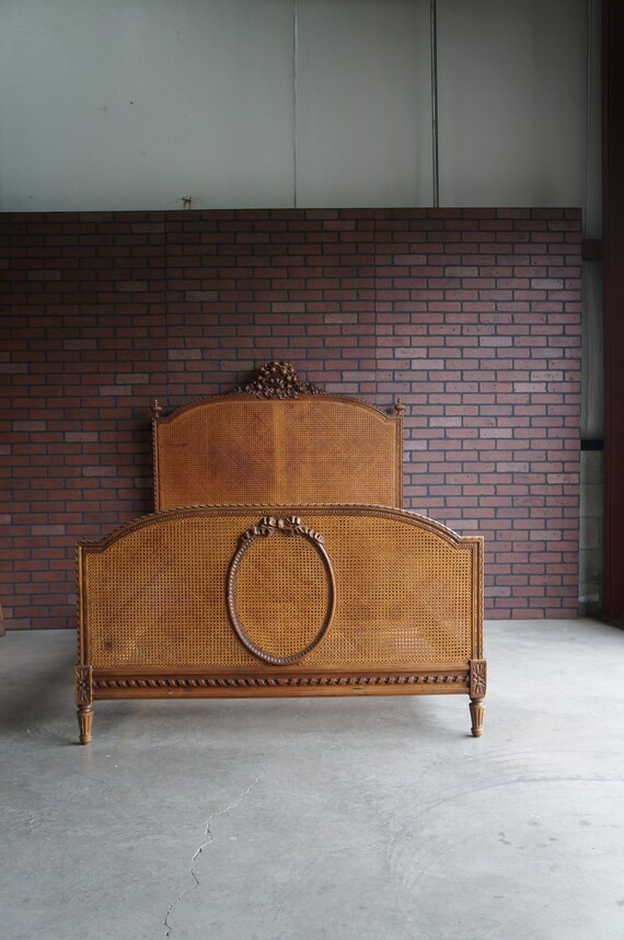 Antique French Full Bed Provincial Cane Double