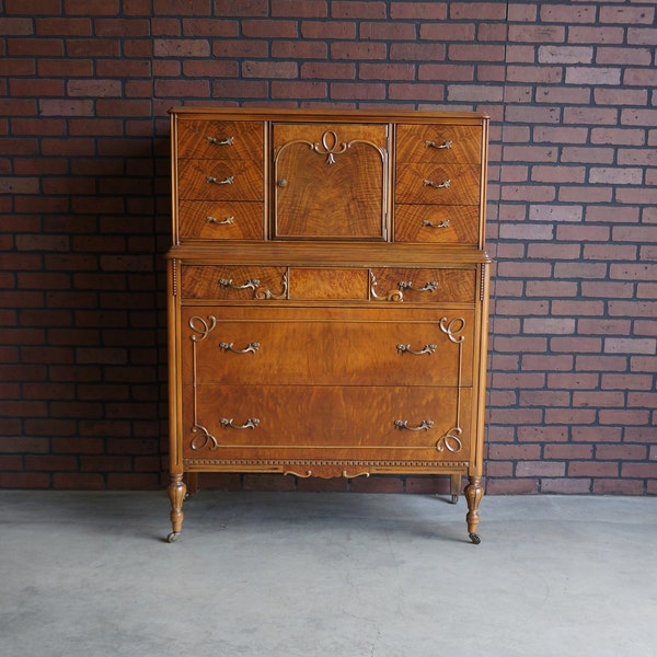 Antique Tall Chest ~ Chest of Drawers ~ Highboy Dresser ~ Vintage Tall Chest ~ 1920-1930's era