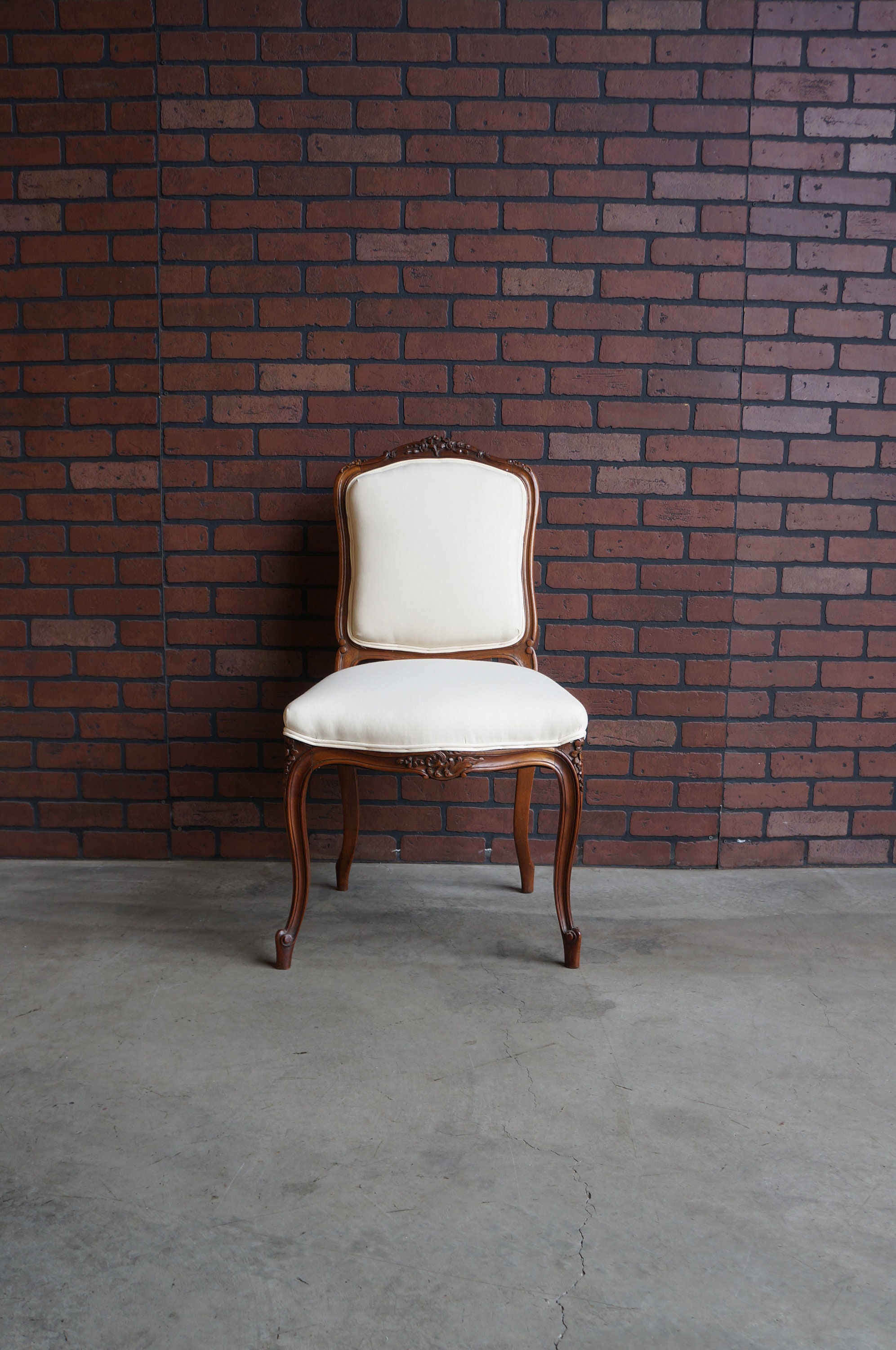 Pair of French Louis XV Style Side Chairs in Yellow Fabric (SN0512