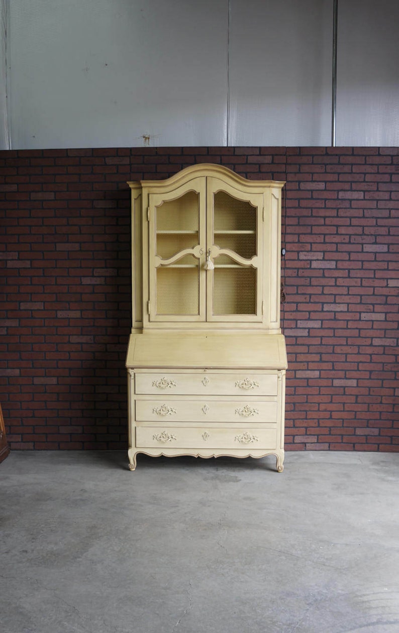 Secretary Desk Display Cabinet Vintage French Provincial By Baker Furniture