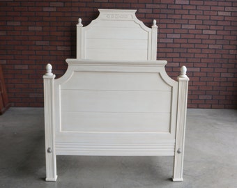 Twin Bed Frame ~ Cottage Single Bed ~ Swedish Home Caved Panel Twin Bed by Ethan Allen