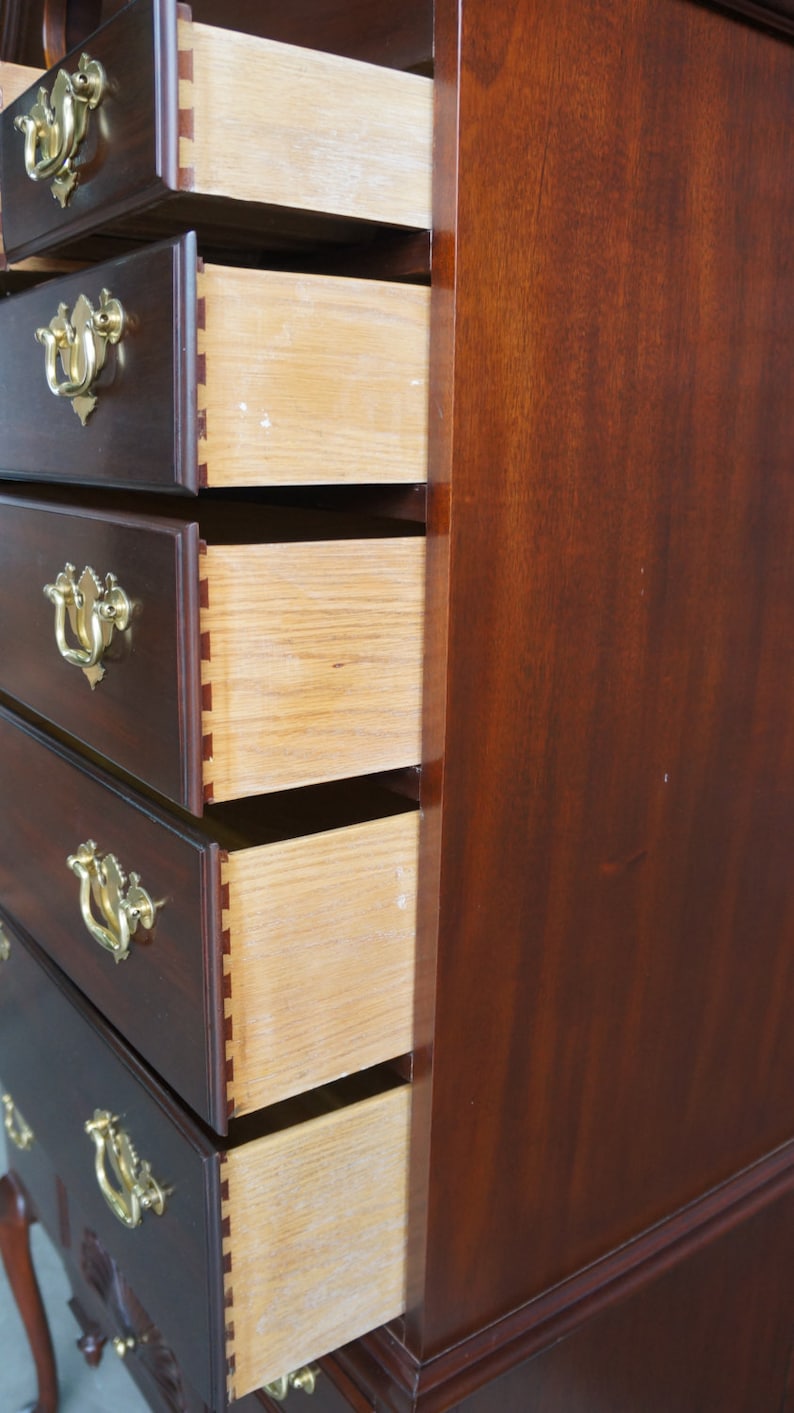 Highboy Tall Chest of Drawers Chest on Chest Queen Anne Highboy Dresser image 3