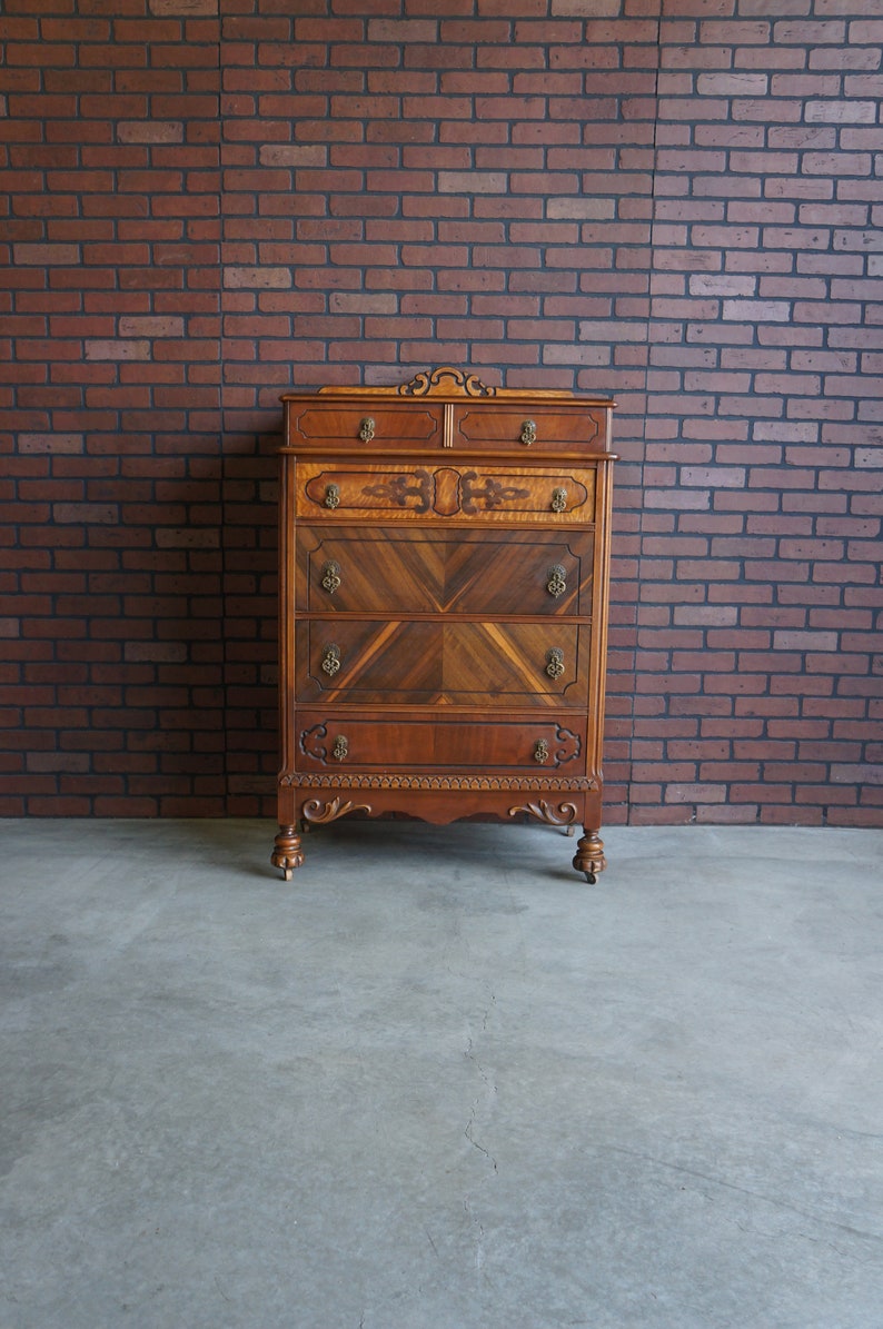 Antique Tall Chest Highboy Dresser Tall Chest Of Drawers Etsy