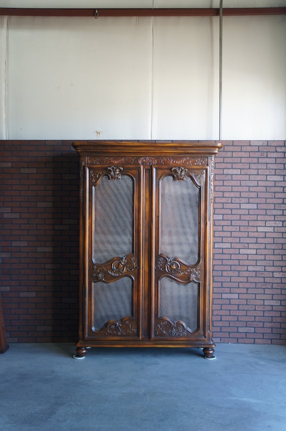 Country French Hutch Curio Cabinet Bookcase Armoire Etsy