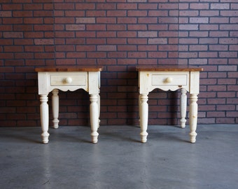 End Tables ~ Chairside Table ~ Cottage End Table ~ Farmhouse Pine End Tables by Ethan Allen ~ A Pair