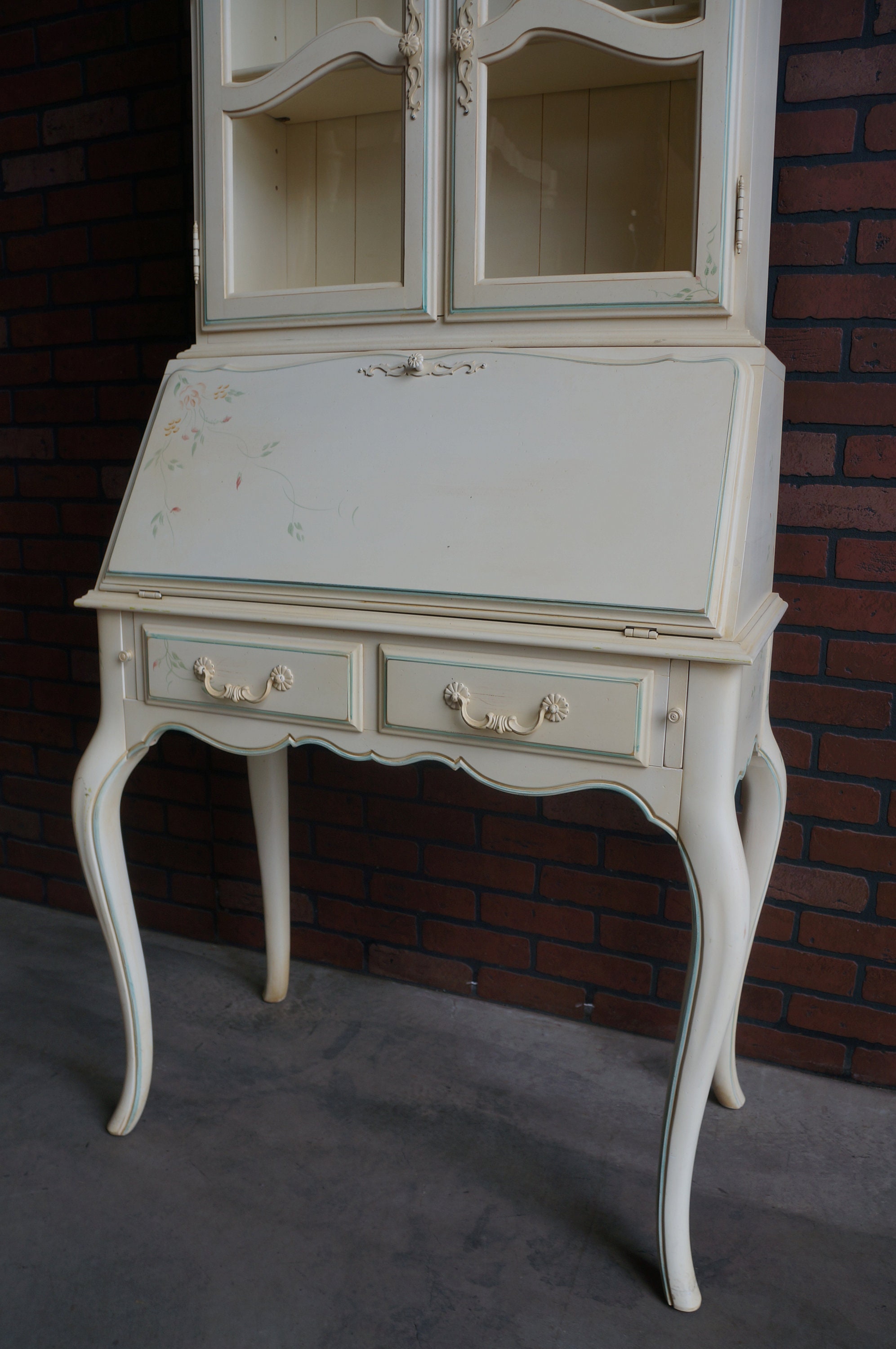 Secretary Desk Display Cabinet Vintage Secretary Desk French Provincial Desk Country French Hand Painted Secretary Desk by Ethan Allen Etsy