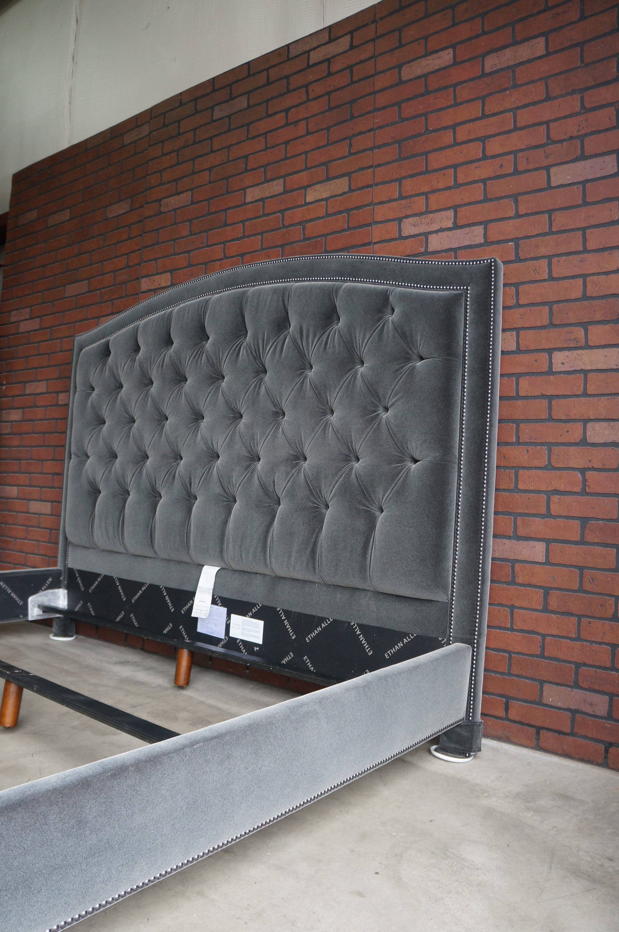King Bed Frame Upholstered Bed Tufted Headboard Platform Bed