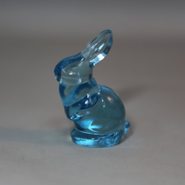 Fenton Glass ~ Blue Chiffon Bunny ~ Glass Bunny Figurine