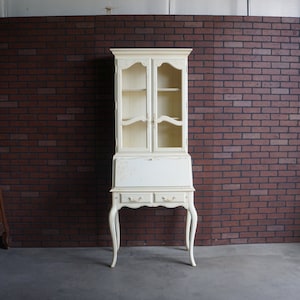 Secretary Desk ~Display Cabinet ~ Vintage Secretary Desk ~ French Provincial Desk~ Country French Hand Painted Secretary Desk by Ethan Allen