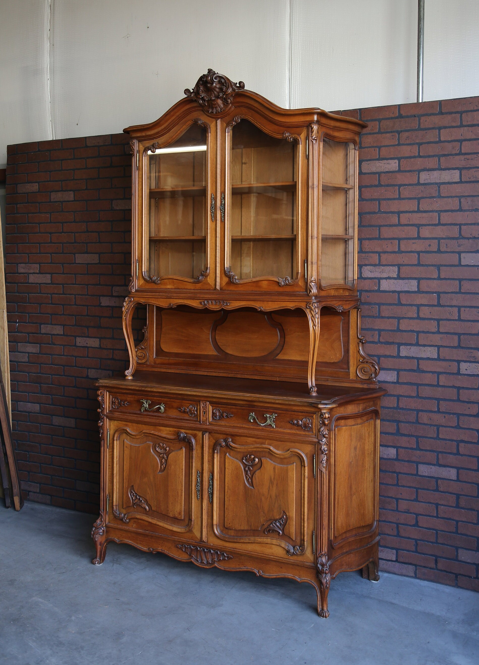 Antique French China Cabinet ~ French Provincial Hutch ~ Louis XV