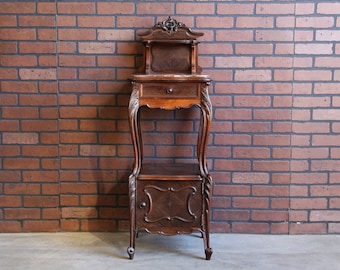 Louis XV Marble Top Nightstand ~ Antique French Bedside Table ~ Rococo Nightstand