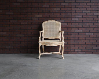 French Style Cane Arm Chair ~ Dining Host Chair ~ French Provincial Accent Chair ~ Country French Chair