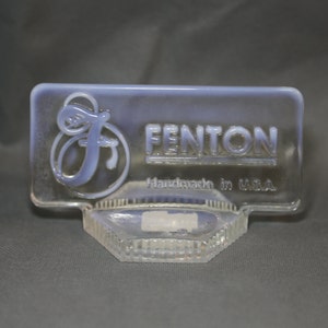 Fenton Art Glass ~   French Opalescent Dealer Logo ~ Glass Fenton Logo Plaque
