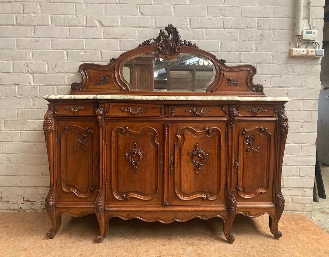 Louis XV Marble Top Buffet ~ French Server ~ Antique Rococo