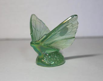 Fenton Glass ~ Green Carnival Butterfly ~ Glass Butterfly Figurine
