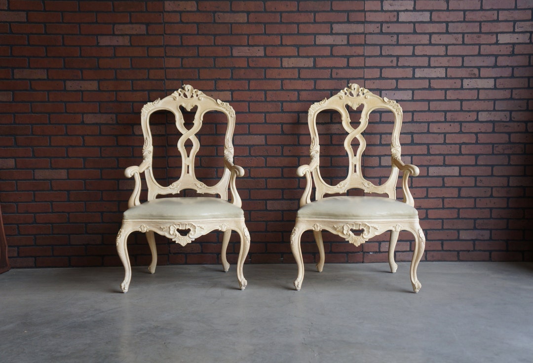 Splat Back Rococo French Rococo Style Arm Chairs ~ Splat Back Dining Chairs ~ Hand Carved ...