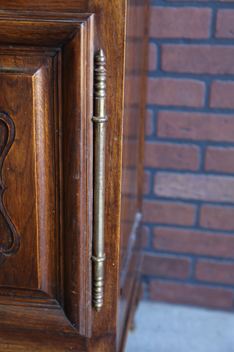 Antique French Linen Server Country French Entry Cupboard Louis XV Style Carved