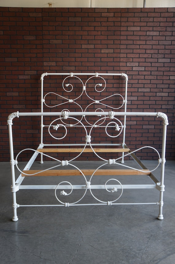 Antique Iron Bed Vintage Bed Full Bed Double Bed Shabby Cottage