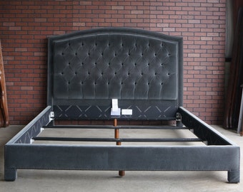 King Bed Frame ~ Upholstered Bed ~ Tufted Headboard Platform Bed ~ Isabel Upholstered King Bed by Ethan Allen