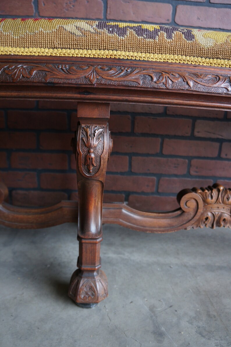 Antique Tapestry Bench French Provincial Bench Seat Etsy