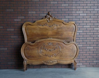 Antique French Rococo Full Bed ~ Double Bed Frame ~ Hand Carved French Bed ~ Louis XV Bed