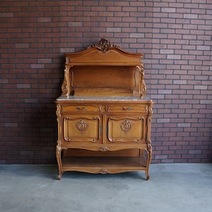 Antique French Marble Top Buffet ~ French Provincial Server ~ French Louis XV Sideboard