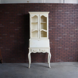 Secretary Desk ~Display Cabinet ~ Vintage Secretary Desk ~ French Provincial Desk~ Country French Hand Painted Secretary Desk by Ethan Allen