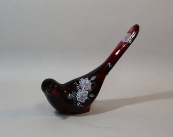 Fenton Bird of Happiness in Elegant Rich Ruby Red Glass, Amberina