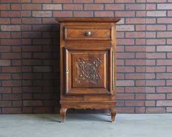 Antique French Cabinet ~ Linen Cabinet ~ Server ~ Country French Entry Cupboard ~ Louis XV Style Carved Oak Cabinet