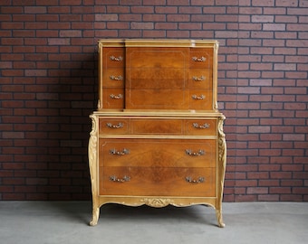 French Provincial Highboy Dresser ~ Tall Chest of Drawers ~ Vintage Highboy ~ Antique Dresser