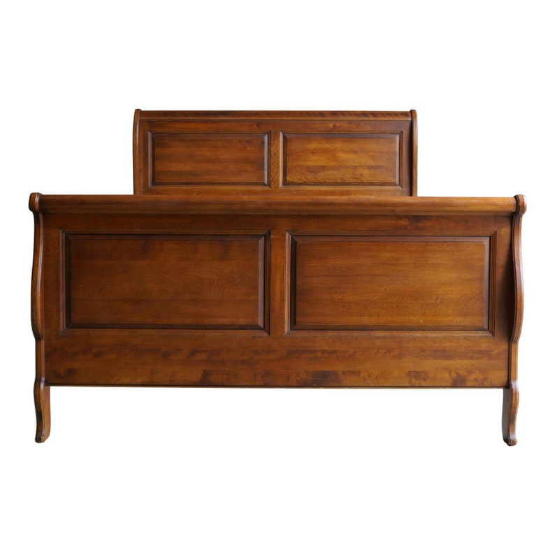 French Provincial Queen Sleigh Bed Frame Country Image 0
