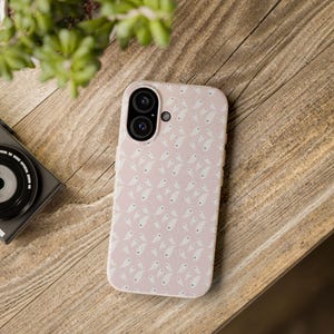 White Ghost Pattern Phone Case | Biodegradable iPhone Case, Cute Halloween Design