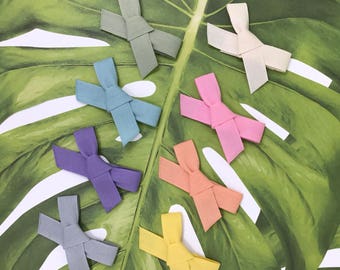 Hand-Tied Bow Snap Clips in Fettuccia Ribbon // Eco-Friendly Cotton Hair Clips