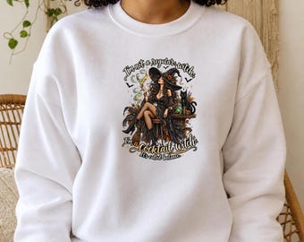 Martini Witch Halloween Sweat Shirt, and Black Cat Graphic Cocktail Retro
