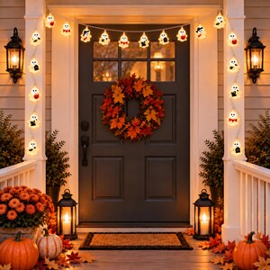Halloween Ghost String Lights Battery Operated LED Garland Cute Spooky Mantel Window Party Decor