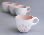 Porcelain cup coffee tea - unique handmade serving minimalist porcelain modern morning coffee - white pink