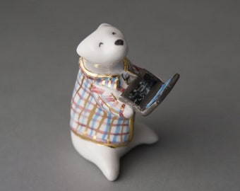 Polar bear Karol - Ceramic Porcelain figurine-Handmade polarbear