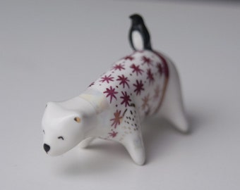 Polar bear Gutek - Ceramic Porcelain figurine-Handmade polarbear