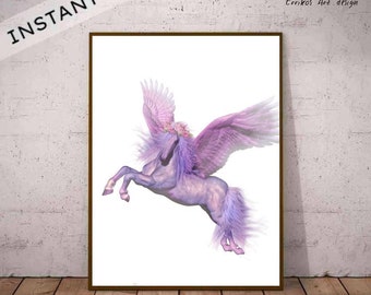 Magic horse faiy fantasy floral Digital download