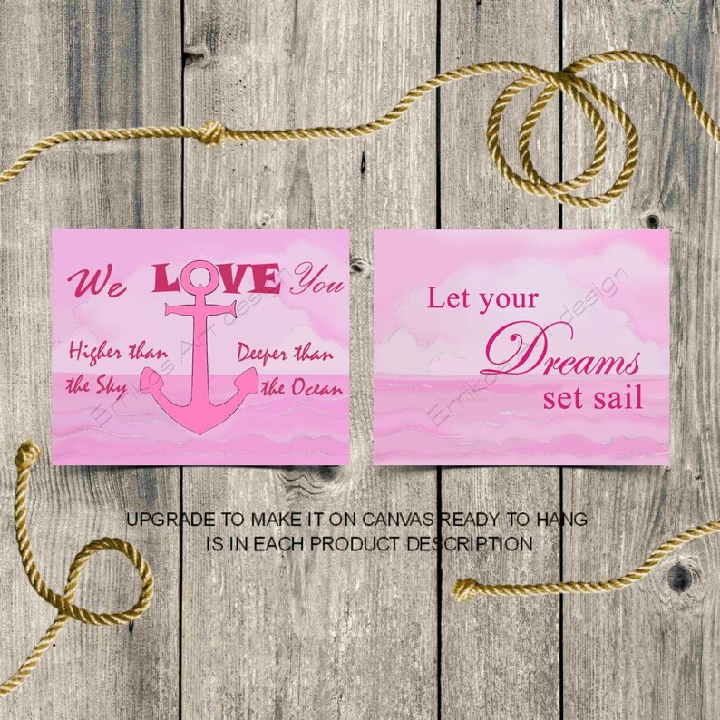 Nautical Pink Nursery Decor Girls Room Wall Art Nursery Wall Etsy