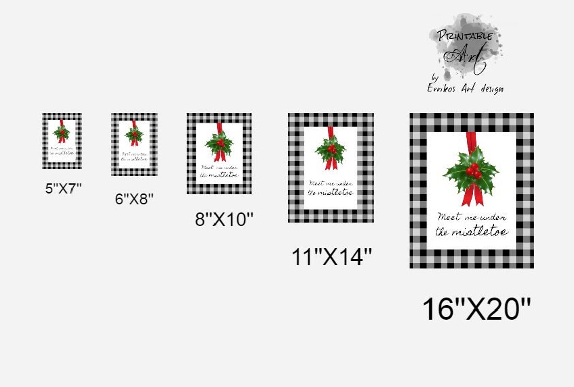 Christmas Mistletoe Art Print Instant Download Printable - Etsy