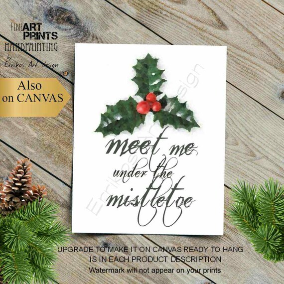 christmas mistletoe art print christmas wall decor christmas etsy christmas art prints