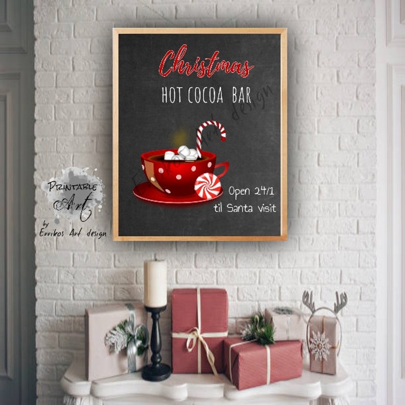 Christmas hot cocoa Art Print, Instant download, Christmas wall art, Digital Wall Art, Home Decor, Christmas wall decor, Christmas gift image 4